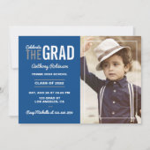 Uitnodiging van de blauwe en grijze GraduPartij (Voorkant)