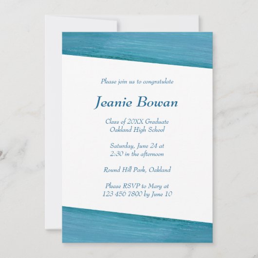 Uitnodiging van de Blauwe en Witte GraduPartij (Voorkant)