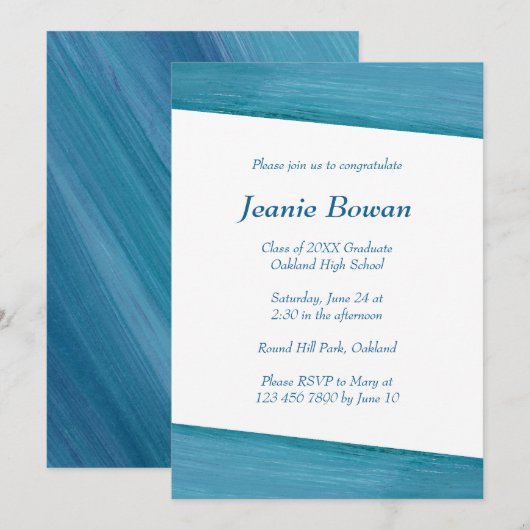 Uitnodiging van de Blauwe en Witte GraduPartij (Voorkant / Achterkant)