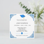 Uitnodiging van de Blauwe en Witte GraduPartij (Staand voorkant)