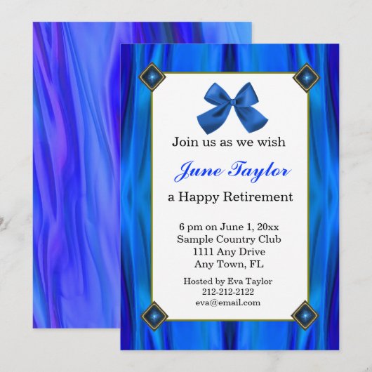 Uitnodiging van de blauwe en zwarte Pensioenpartij (Voorkant / Achterkant)