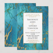 Uitnodiging van de blauwe goudmarmer-partij (Voorkant / Achterkant)