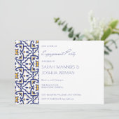 Uitnodiging van de blauwe Marokkaanse Tile Engagem (Staand voorkant)