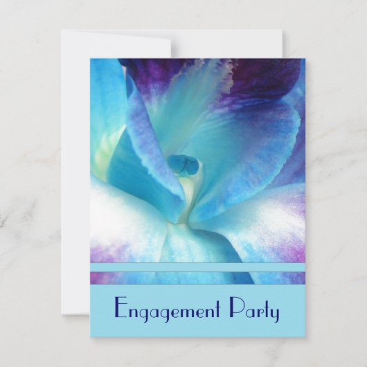 Uitnodiging van de blauwe Orchidee Engagement Part (Voorkant)