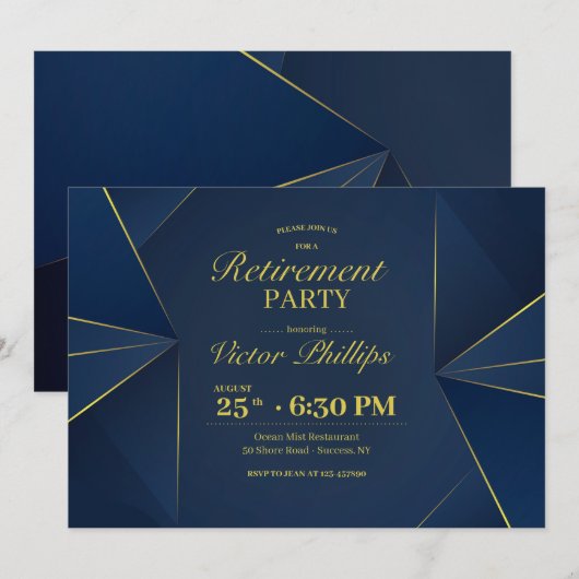 Uitnodiging van de blauwe polygononale partij voor (Voorkant / Achterkant)