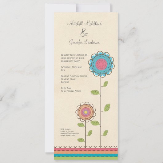 Uitnodiging van de Bloemen van de Partij van het (Achterkant)