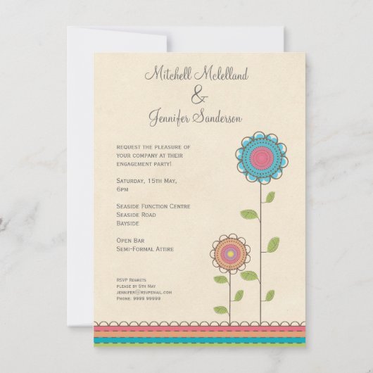 Uitnodiging van de Bloemen van de Partij van het (Achterkant)