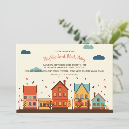 Uitnodiging van de Blokpartij van de herfst (Staand voorkant)