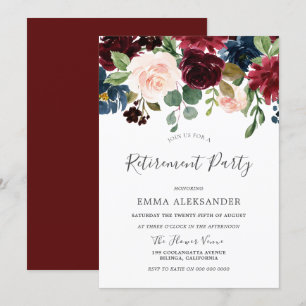 Uitnodiging van de Bogundy Red Wine Flowers Retire
