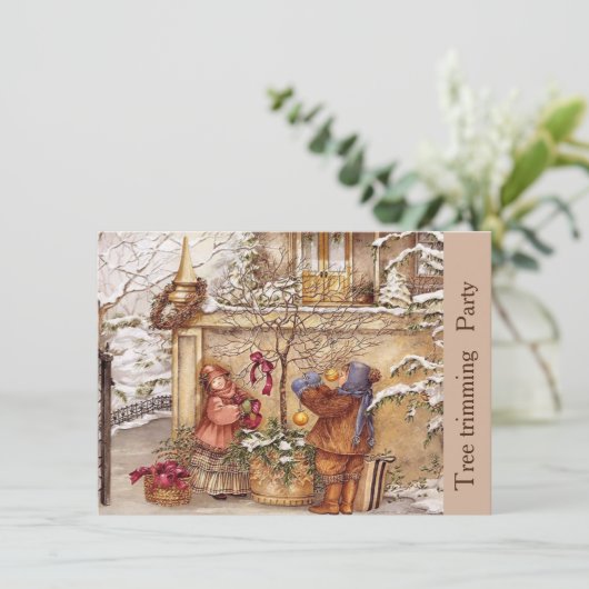 Uitnodiging van de Boom Trimming Party met envelop (Staand voorkant)