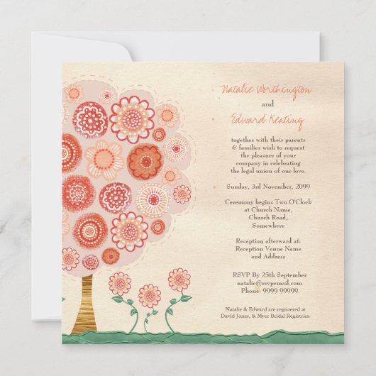 Uitnodiging van de Boom van de Mandarijn van het (Achterkant)