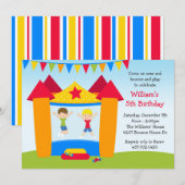 Uitnodiging van de Bounce House Birthday Party (Voorkant / Achterkant)