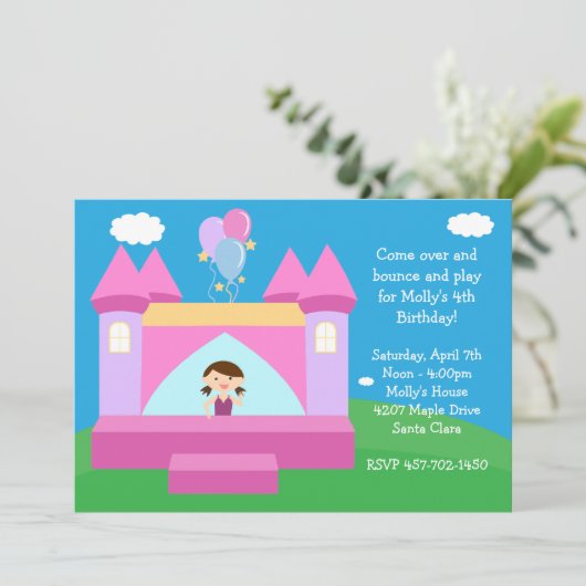 Uitnodiging van de Bounce House Birthday Party (Staand voorkant)
