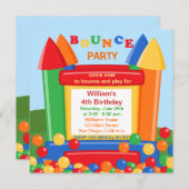 Uitnodiging van de Bounce House Birthday Party (Voorkant / Achterkant)