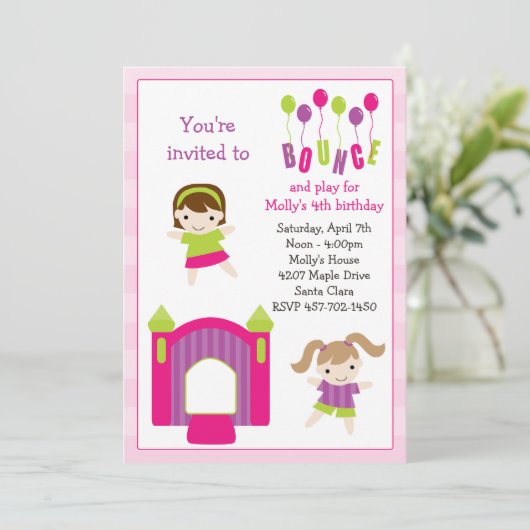 Uitnodiging van de Bounce House Birthday Party (Staand voorkant)