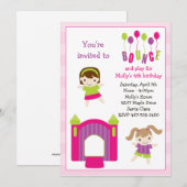 Uitnodiging van de Bounce House Birthday Party (Voorkant / Achterkant)