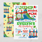Uitnodiging van de Bounce House Birthday Party (Voorkant / Achterkant)