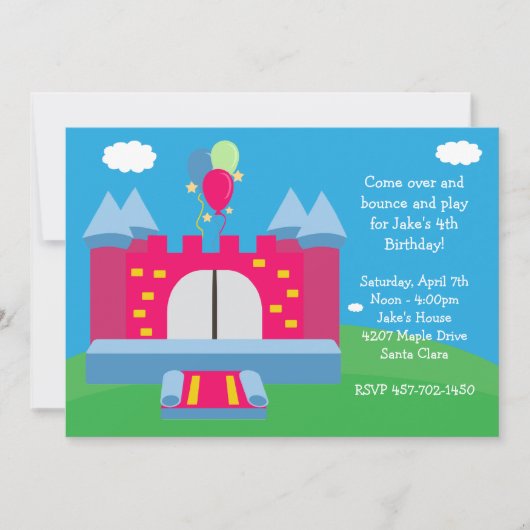 Uitnodiging van de Bounce House Birthday Party (Voorkant)