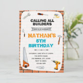 Uitnodiging van de bouwgereedschapspartij (Staand voorkant)
