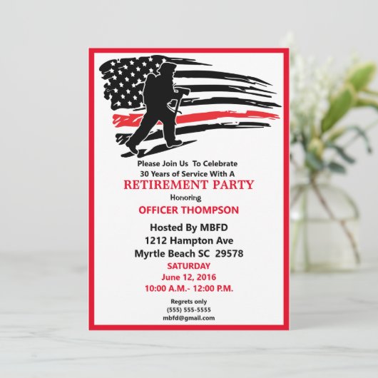 Uitnodiging van de brandweerpartij (Staand voorkant)