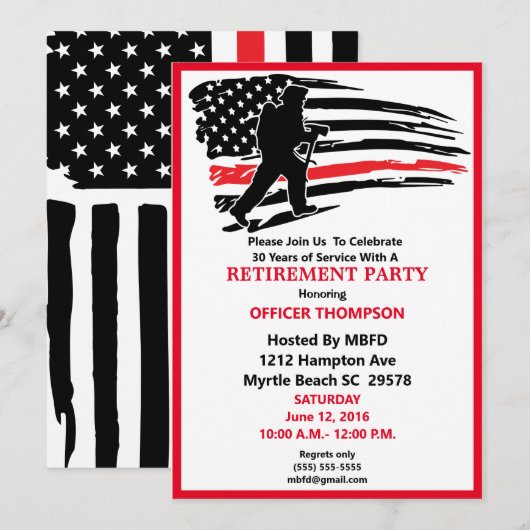 Uitnodiging van de brandweerpartij (Voorkant / Achterkant)