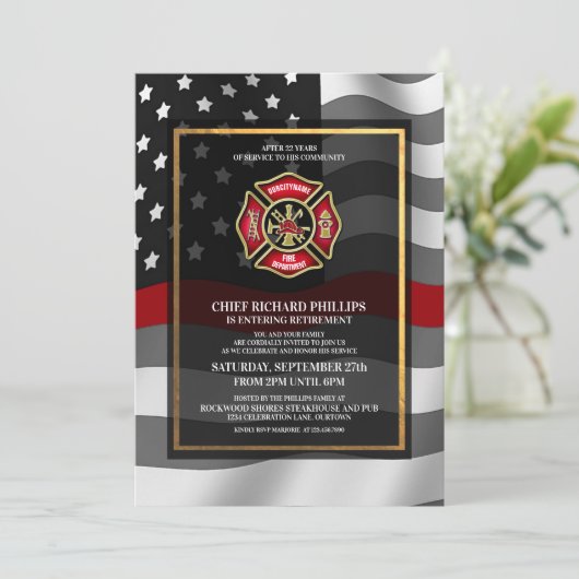 Uitnodiging van de brandweerpartij (Staand voorkant)