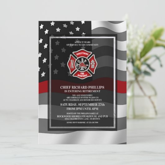 Uitnodiging van de brandweerpartij (Staand voorkant)