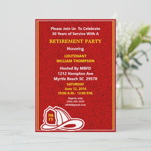 Uitnodiging van de brandweerpartij (Staand voorkant)