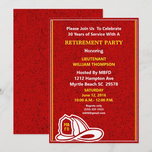 Uitnodiging van de brandweerpartij (Voorkant / Achterkant)