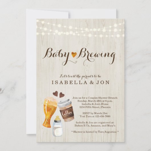 Uitnodiging van de Brewing Couple om Baby shower t (Voorkant)