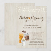 Uitnodiging van de Brewing Couple om Baby shower t (Voorkant / Achterkant)