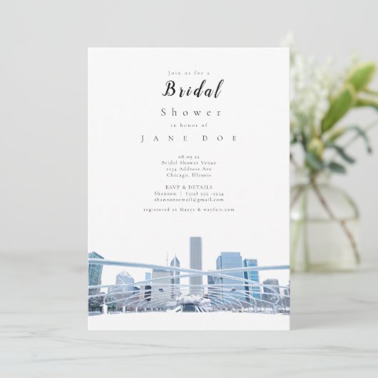 Uitnodiging van de Bridal van Chicago (Staand voorkant)