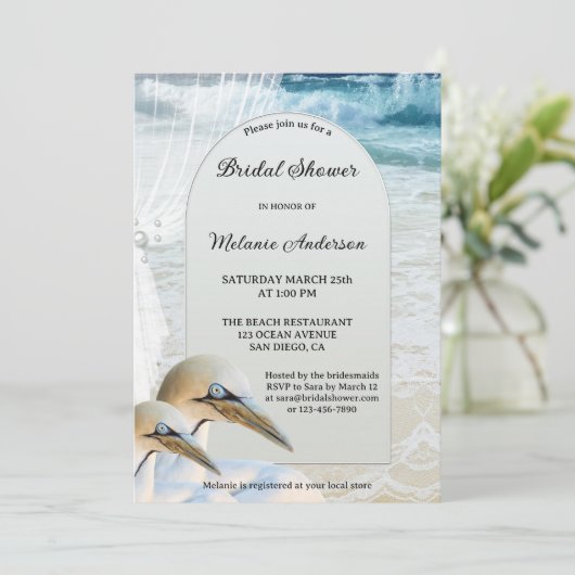 Uitnodiging van de Bridal van de Beach van Gannets (Staand voorkant)