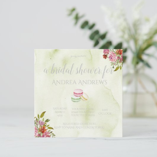 Uitnodiging van de Bridal van de Franse Macaroon (Staand voorkant)
