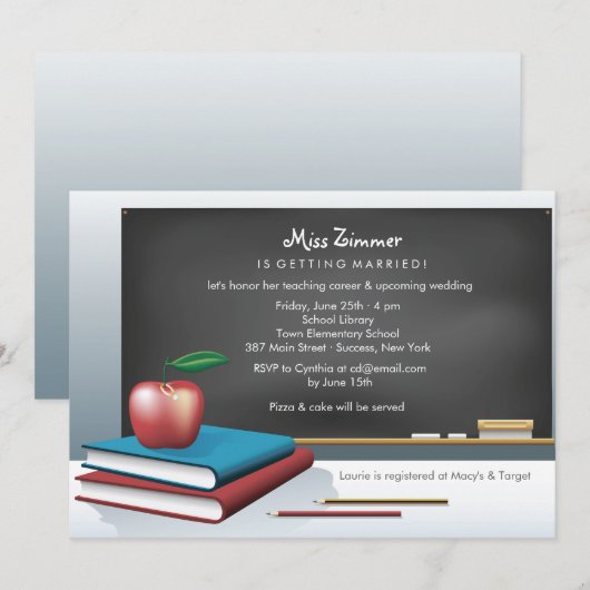 Uitnodiging van de Bridal van de leraar (Voorkant / Achterkant)