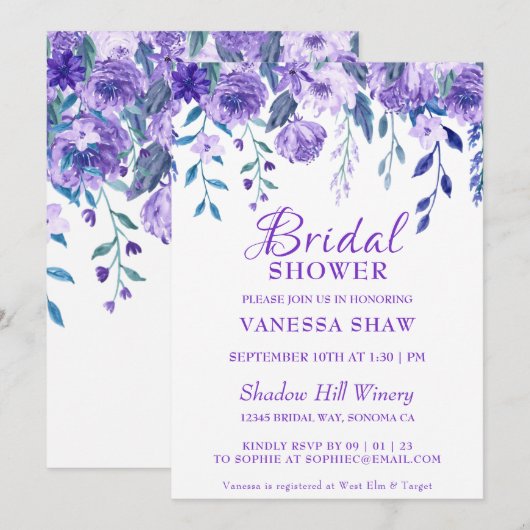 Uitnodiging van de Bridal van de Lovely Flowers (Voorkant / Achterkant)