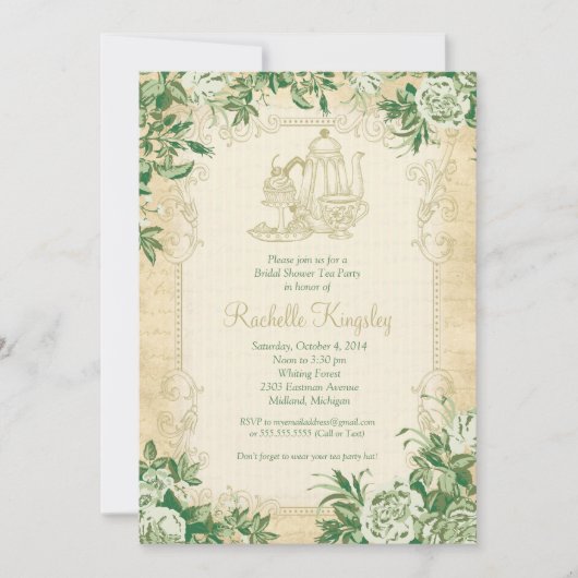 uitnodiging van de Bridal van de Tea Partij (Voorkant)