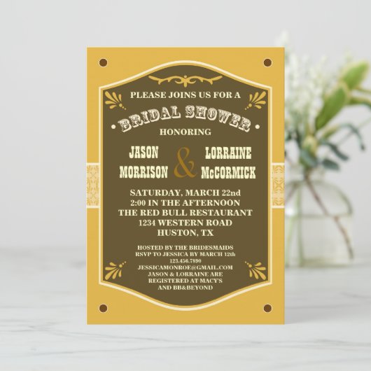 Uitnodiging van de Bridal van de westerne Couple (Staand voorkant)