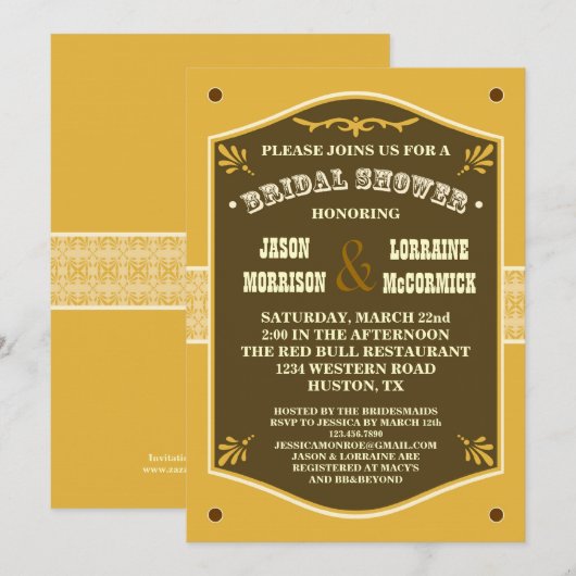 Uitnodiging van de Bridal van de westerne Couple (Voorkant / Achterkant)