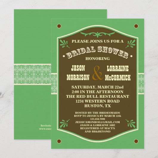 Uitnodiging van de Bridal van de westerne Couple (Voorkant / Achterkant)