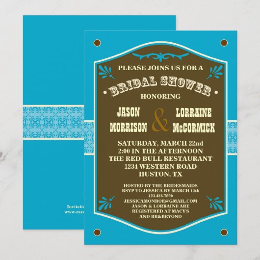 Uitnodiging van de Bridal van de westerne Couple (Voorkant / Achterkant)