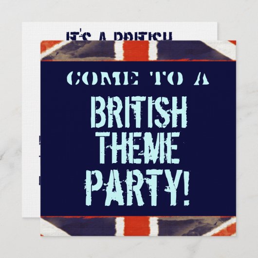 Uitnodiging van de British Theme Party (Square) (Voorkant / Achterkant)