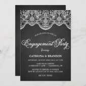 Uitnodiging van de Brocade Lace Engagement Party (Voorkant / Achterkant)