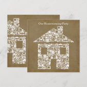 Uitnodiging van de Brown House Home Houwarming Par (Voorkant / Achterkant)