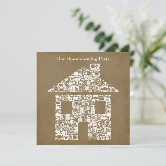 Uitnodiging van de Brown House Home Houwarming Par (Staand voorkant)