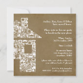 Uitnodiging van de Brown House Home Houwarming Par (Achterkant)