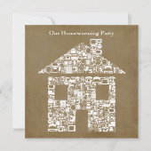 Uitnodiging van de Brown House Home Houwarming Par (Voorkant)