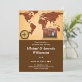  uitnodiging van de Brown Wereldkaart Farewell Par (Staand voorkant)