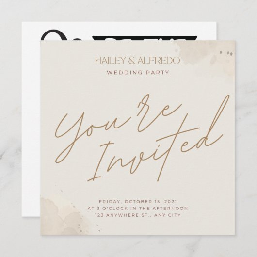 Uitnodiging van de bruiloft om de data te bewaren (Voorkant / Achterkant)