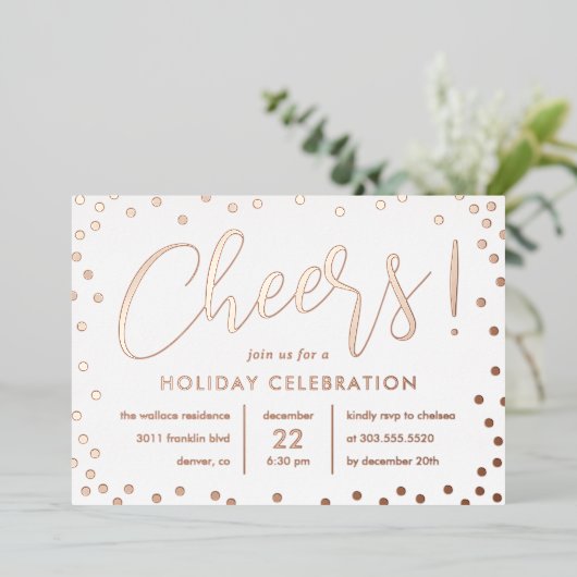 Uitnodiging van de bubble Cheer Folie Holiday Part (Staand Voorkant)